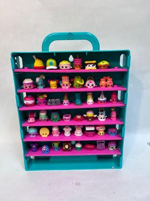 Shopkins Hangable Carry Display Case with Removeable Shelves and Almost Full of Figures