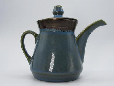 Retro Blue Dip Glaze Pottery Art Mid Century Modern Ceramic Teapot