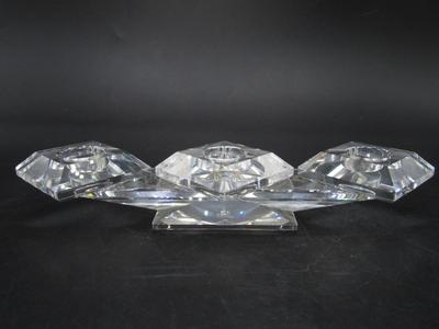 Vintage Swarovski Silver Crystal Faceted Triple Square MCM Candle Holder with Original Box & Pamphlets