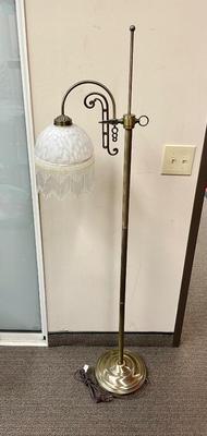 Victorian Art Deco Style Floor Lamp with Beaded Fringe Shade