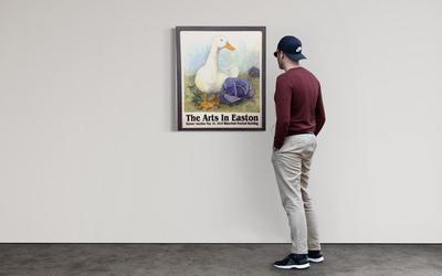 961 Original 2015 "Cabbage & Conflict" The Arts in Easton Oil on Canvas Banner by Jane Anderson
