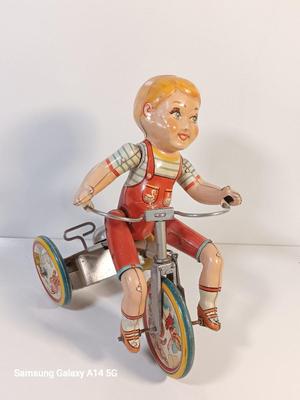 Antique Kiddy Cyclist Tin Wind Up Toy