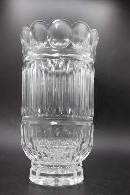 Vintage Lead Crystal Glass Heavy Polish Mid Century Flower Vase