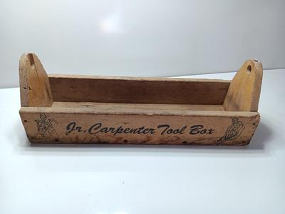 Vintage wooden Childs Jr. Carpenter Toolbox