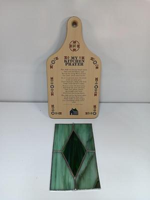 My Kitchen Prayer decorative cutting board, and stained-glass artwork