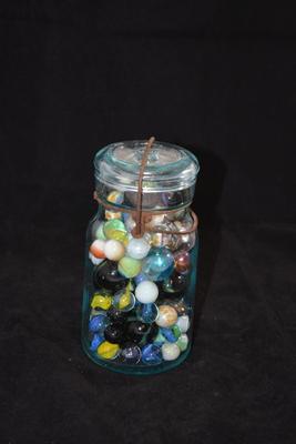 "Lightning" Jar Full of Marbles 6.5x3.5