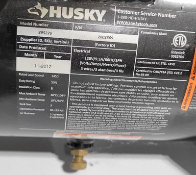 Husky 3 Gallon Air Compressor