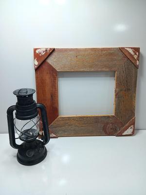 Small Lamplight black lantern with two toned western wood frame