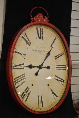 Large Battery Powered Wall Clock, Pressed Metal 34.5x22