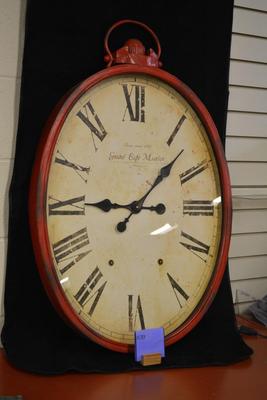 Large Battery Powered Wall Clock, Pressed Metal 34.5x22
