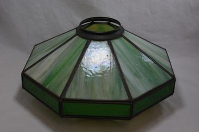 Green Stained Glass Lamp Shade, Octagonal 14.5x7.5