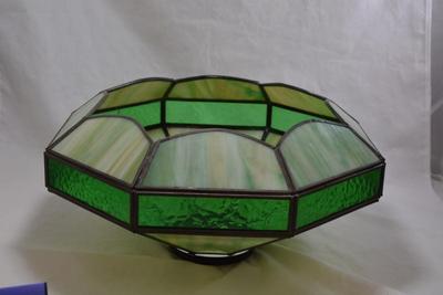 Green Stained Glass Lamp Shade, Octagonal 14.5x7.5