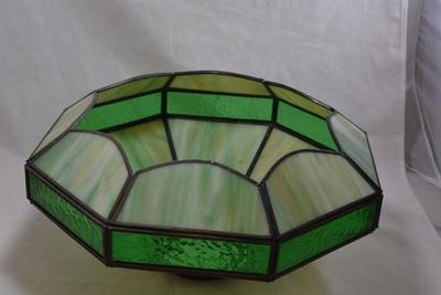 Green Stained Glass Lamp Shade, Octagonal 14.5x7.5