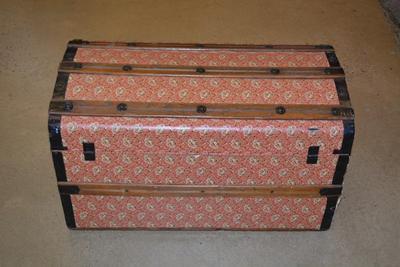Very Vintage Wood Handled Trunk with Insert Tray 28x17x15