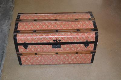 Very Vintage Wood Handled Trunk with Insert Tray 28x17x15