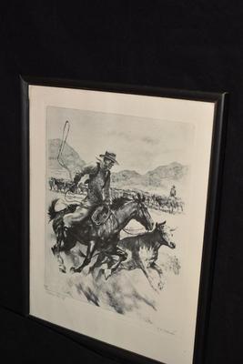 "Heading Him Off" Lithograph Print, R.H. Palenoke 15x12