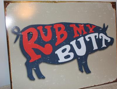 Tin Poster - RUB MY BUTT Pig