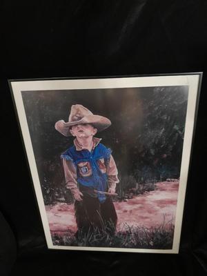 Little cowboy - Raise them right - framed western artwork