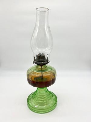 VINTAGE Uranium Glass &  Eagle Burner Hurricane Lamps~ Read Details