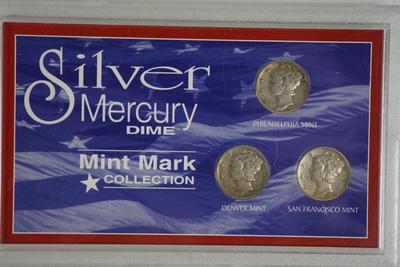 GROUPING OF THREE 1942 MERCURY DIMES ONE FROM EACH MINT.