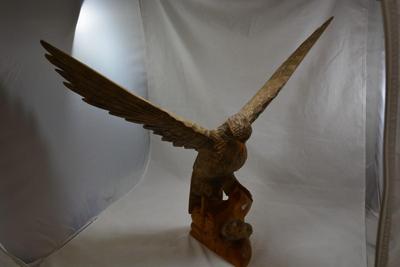 Large Hand-Carved Wooden Bird of Prey, Eastern Europe 26"x19.5"