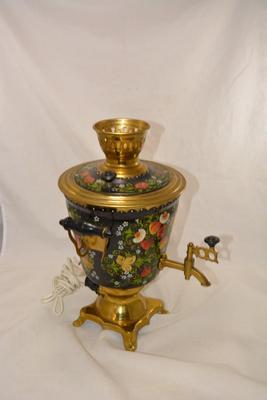 Hand Painted Electric Russian Samovar 15"x11"