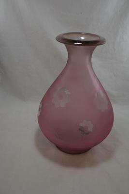 Rose Colored Art Glass Flower Vase, Spain