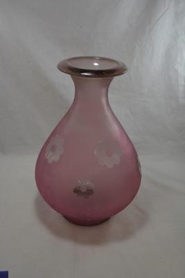 Rose Colored Art Glass Flower Vase, Spain