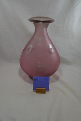 Rose Colored Art Glass Flower Vase, Spain