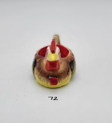 Vtg Enesco Japan Ceramic Rooster Sewing Pin Cushion & Tape Measure