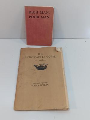 Two RARE books / Bindings Rich Man, Poor Man & The Chickadees Come and other Poems Signed - First Edition - 1977