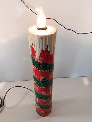 VINTAGE POLORON GIANT HOLIDAY METAL CANDLE BLOW MOLD 1 of 2