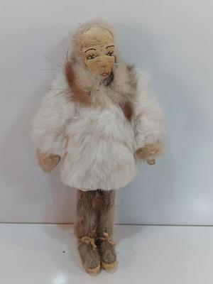 Vintage Inuit Collectible doll with fur coat and pants