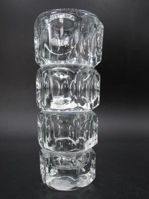 Vintage Heavy Crystal Lead Glass Chunkey Abstract Mid Century O'Rourke Flower Vase