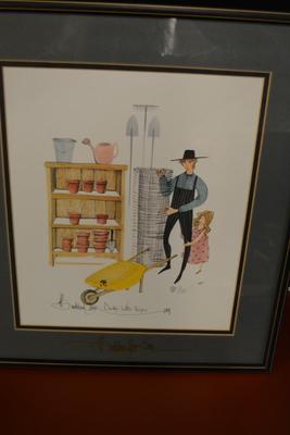 P. Buckley Moss Signed "Daddy's Little Helper" Print 192/1000 1998