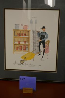 P. Buckley Moss Signed "Daddy's Little Helper" Print 192/1000 1998