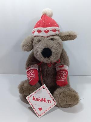 Vintage 80s KrisMutt Dog Plush Toy, With original tags TARGET Christmas Plush Dog