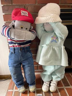 Pouting boy and girl set