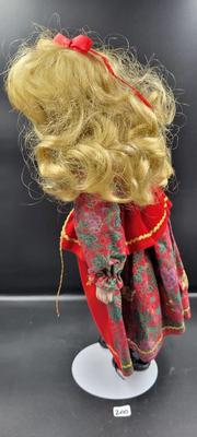 Porcelain Doll in Green and Red