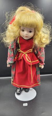 Porcelain Doll in Green and Red
