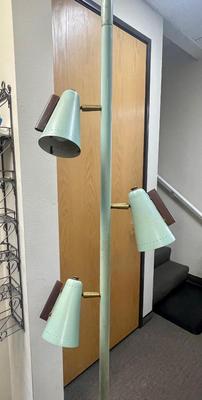 Vintage Teal MCM Mid-Century Modern Stiffel Telescoping Tension Pole Lamp Raymond Loewy