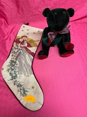 Victorian stocking and bear