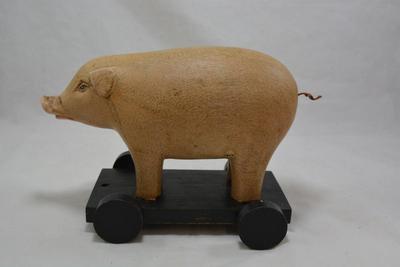 Wooden Pig on Wheels 8.5â€x6â€