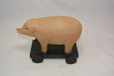 Wooden Pig on Wheels 8.5â€x6â€