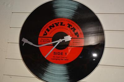Vinyl Tap â€œThe Dude Grooviesâ€ Glass LP Wall Clock 15â€