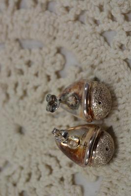 Large 925 Sterling Shimmering Bulb Earrings 7.7g In Box