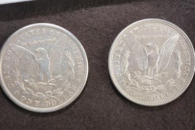 HISTORIC MORGAN DOLLAR SILVER DOLLAR COLLECTION INCLUDING 1890 CC  - FIVE COINS IN PRESENTATION BOX