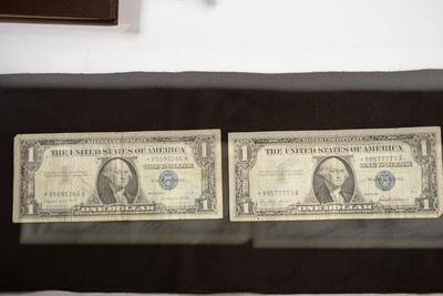 1957 SILVER CERTIFICATE DOLLAR TWO STAR SERIAL NUMBERS (PAIR)