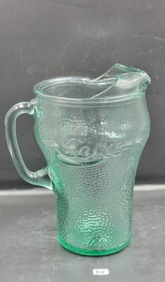 Green Glass CocaCola Pitcher