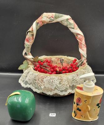 3 Pc Basket & Soap Dispenser Decor